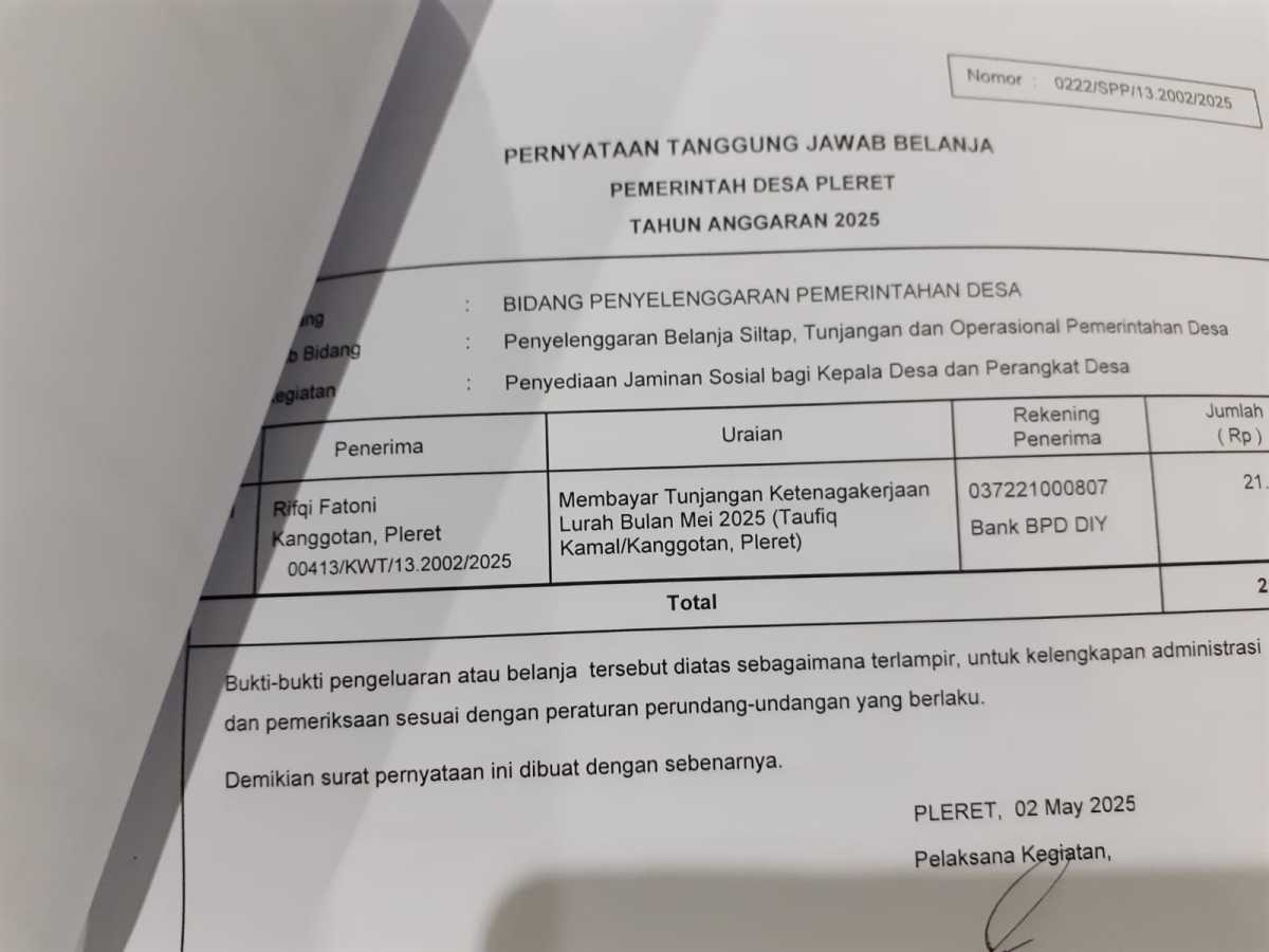 Verifikasi pengajuan spp untuk membayar tunjangan ketenagakerjaan lurah Verifikasi pengajuan spp untuk membayar tunjangan ketenagakerjaan lurah