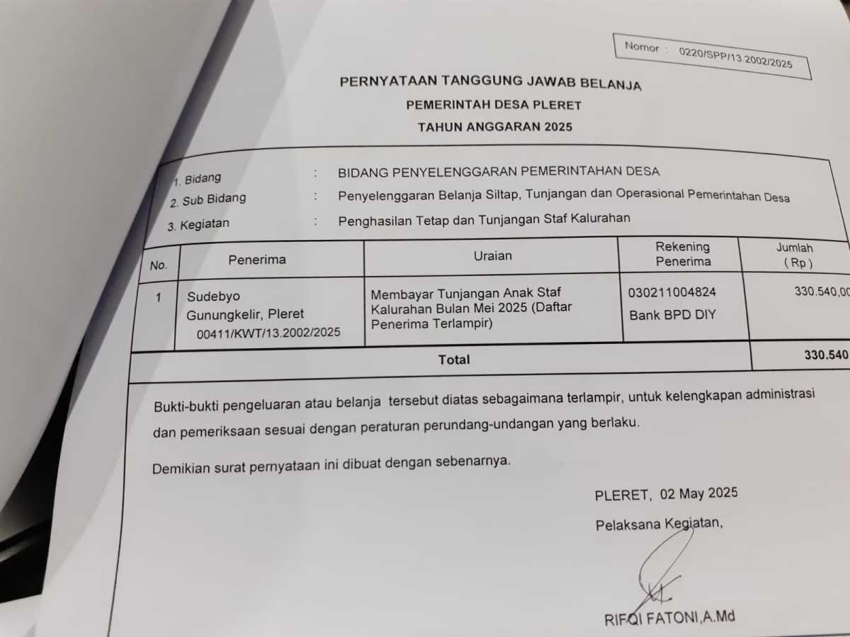 Verifikasi pengajuan spp untuk membayar tunjangan anak staf kalurahan Verifikasi pengajuan spp untuk membayar tunjangan anak staf kalurahan