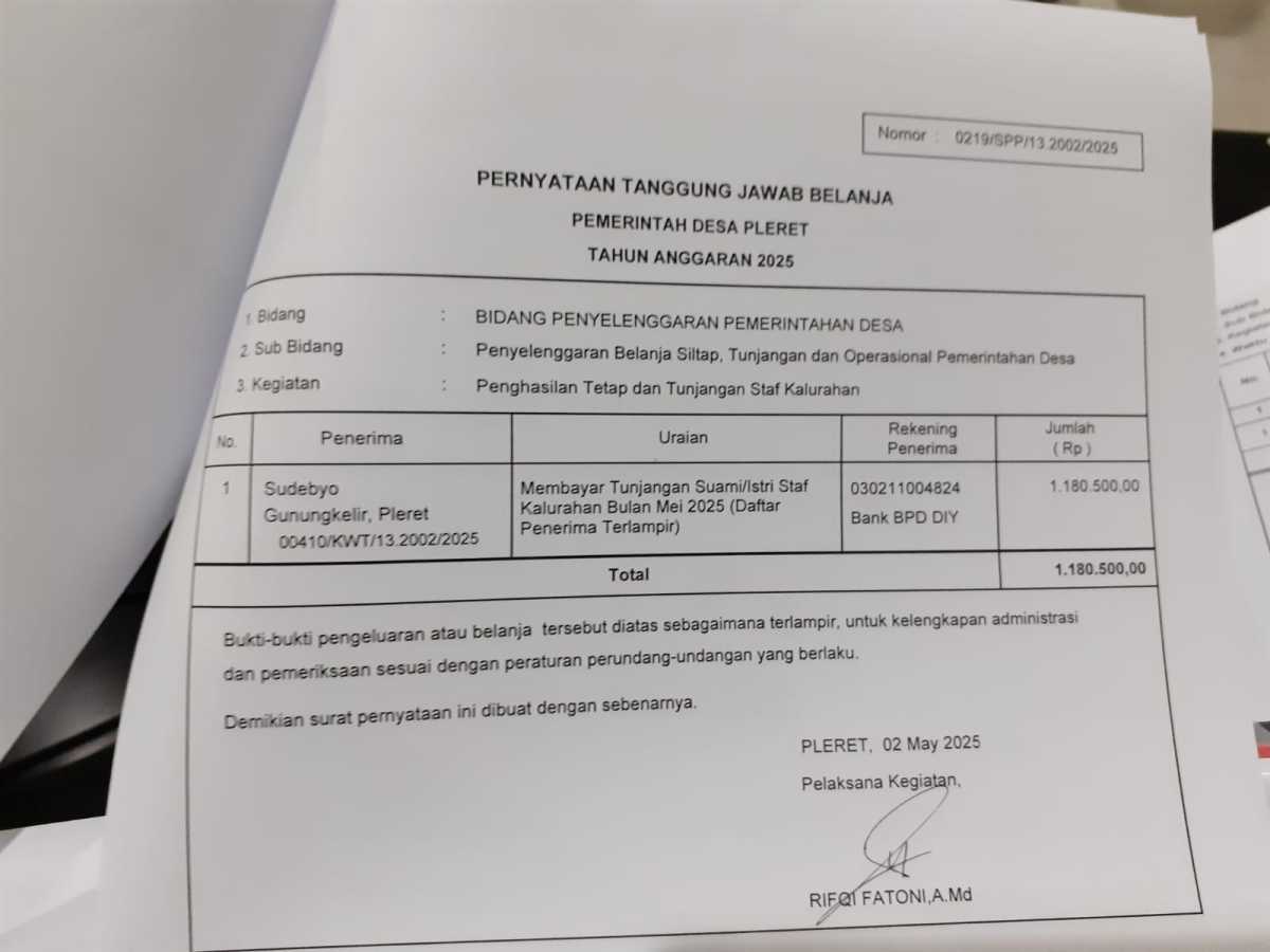 Verifikasi pengajuan spp untuk membayar tunjangan suami/istri staf kalurahan Verifikasi pengajuan spp untuk membayar tunjangan suami/istri staf kalurahan