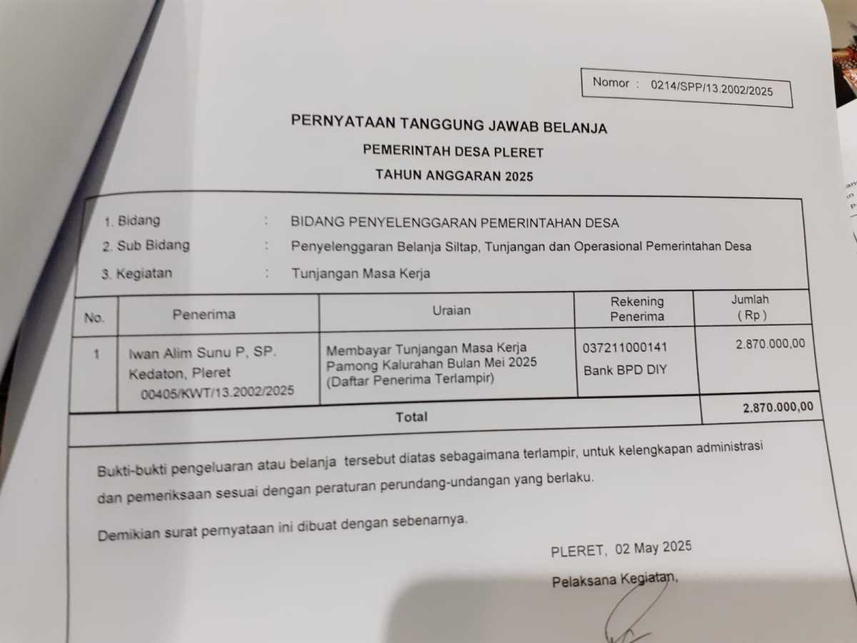 Verifikasi pengajuan spp untuk membayar tunjangan masa kerja pamong kalurahan Verifikasi pengajuan spp untuk membayar tunjangan masa kerja pamong kalurahan