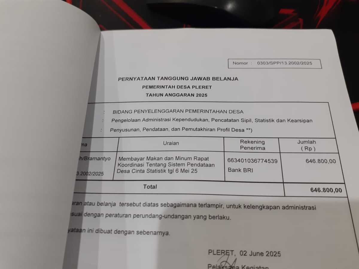 Verifikasi pengajuan spp untuk membayar makan dan minum rapat koordinasi tentang sistem desa cantik Verifikasi pengajuan spp untuk membayar makan dan minum rapat koordinasi tentang sistem desa cantik