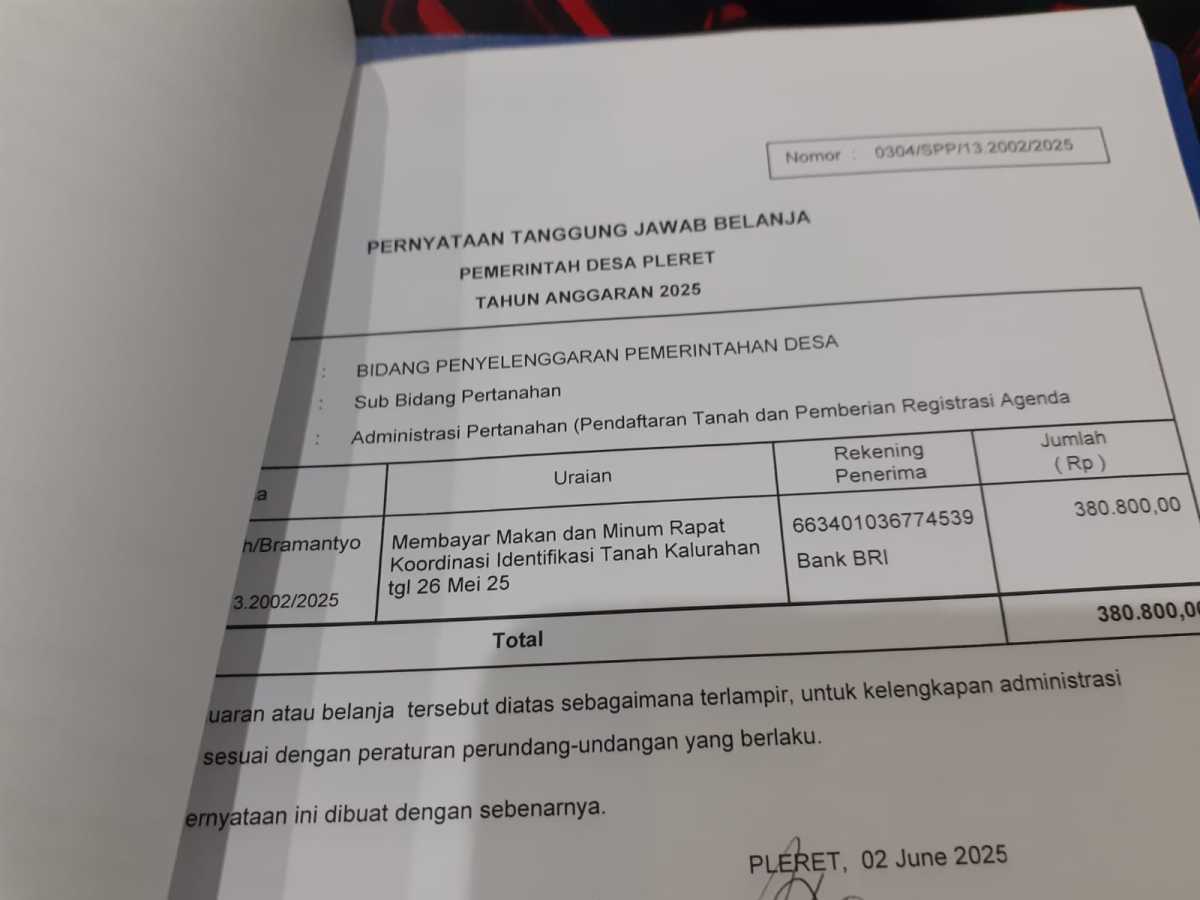 Verifikasi pengajuan spp untuk membayar makan minum rapat koordinasi identifikasi tanah kalurahan Verifikasi pengajuan spp untuk membayar makan minum rapat koordinasi identifikasi tanah kalurahan