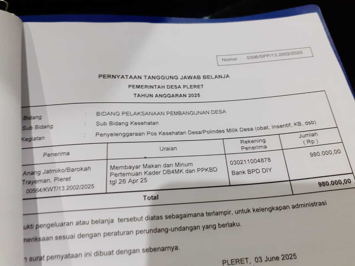 Verifikasi pengajuan SPP untuk membayar makan minum pertumuan KWT DB4MK Verifikasi pengajuan SPP untuk membayar makan minum pertumuan KWT DB4MK