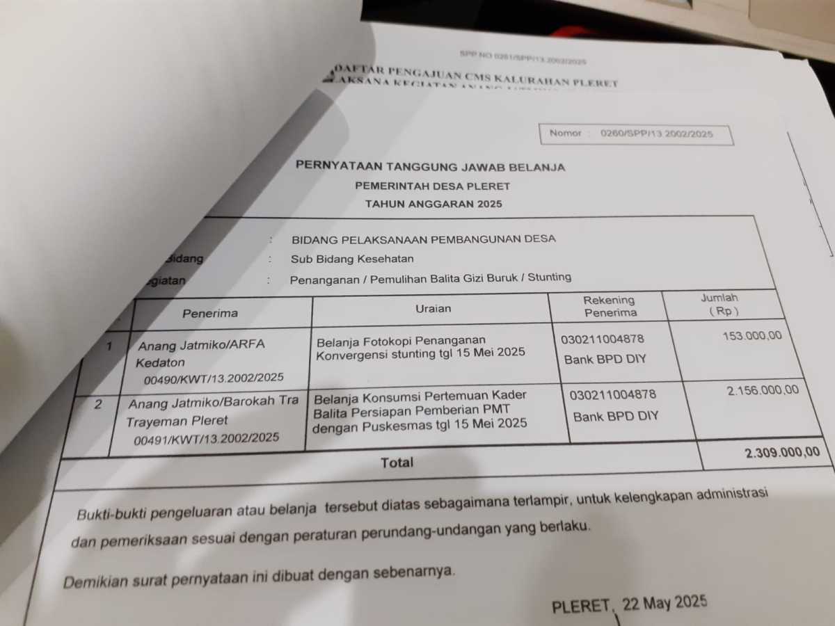 Verifikasi pengajuan SPP untuk membayar kegiatan penangan/pemulihan bal;ita gizi buruk/stunting Verifikasi pengajuan SPP untuk membayar kegiatan penangan/pemulihan bal;ita gizi buruk/stunting