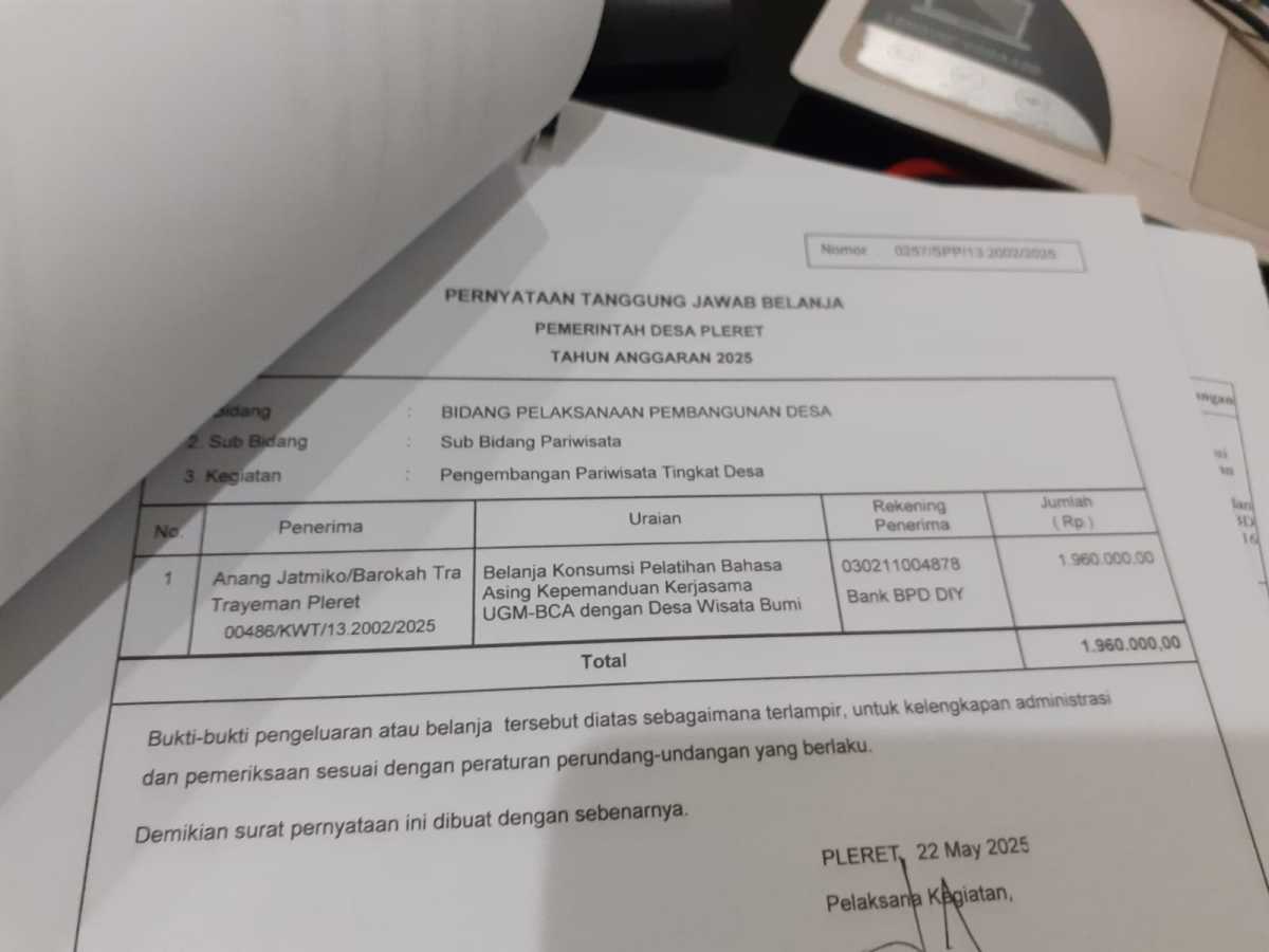 Verifikasi pengajuan SPP untuk membayar belanja konsumsi pelatihan bahasa asing kepemanduan kerja sama dengan UGM Verifikasi pengajuan SPP untuk membayar belanja konsumsi pelatihan bahasa asing kepemanduan kerja sama dengan UGM