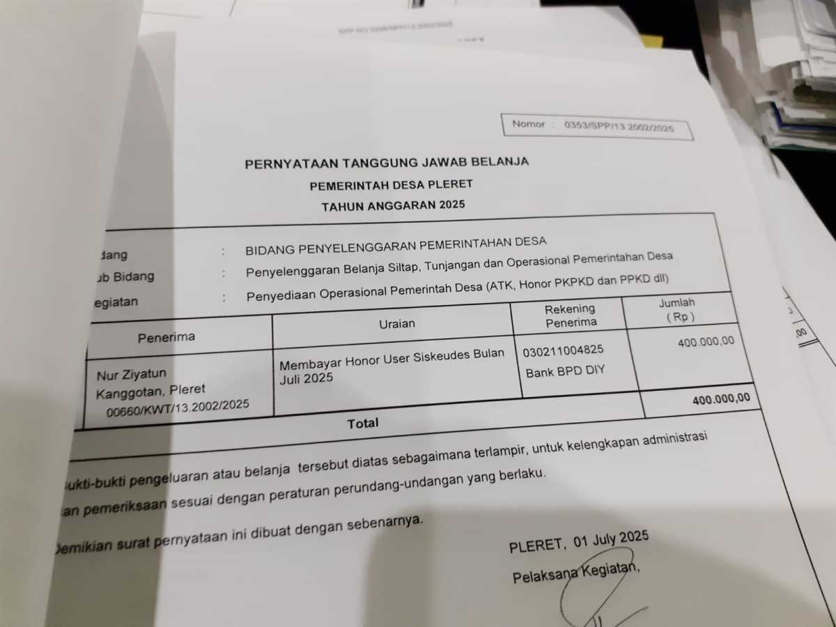 Verifikasi Pengajuan SPP pada kegiatan Penyediaan Operasional Pemerintah Desa Verifikasi Pengajuan SPP pada kegiatan Penyediaan Operasional Pemerintah Desa