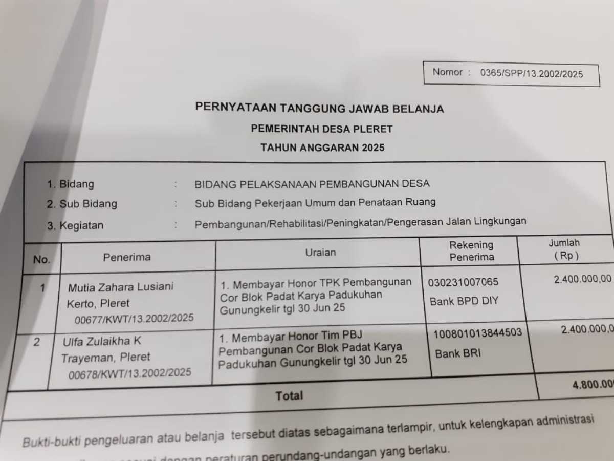 Verifikasi pengajuan SPP untuk membayarpembangunan jalan lingkungan Verifikasi pengajuan SPP untuk membayarpembangunan jalan lingkungan