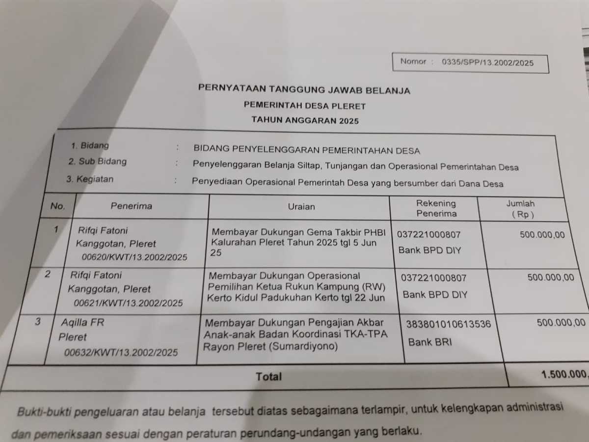 Verifikasi pengajuan spp pada kegiatan penyediaan operasional pemerintah desa Verifikasi pengajuan spp pada kegiatan penyediaan operasional pemerintah desa