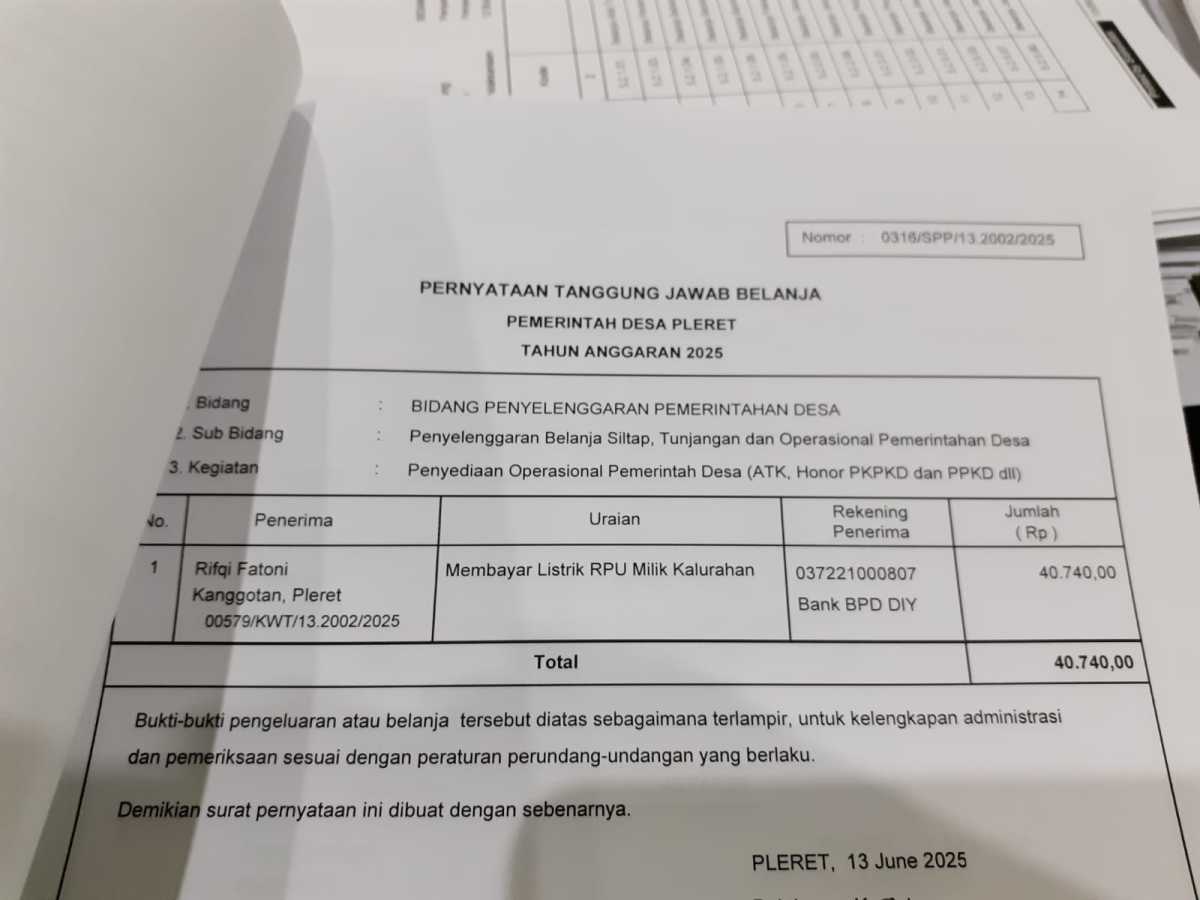 Verifikasi pengajuan spp pada kegiatan pembayaran listrik RPU Kalurahan Verifikasi pengajuan spp pada kegiatan pembayaran listrik RPU Kalurahan