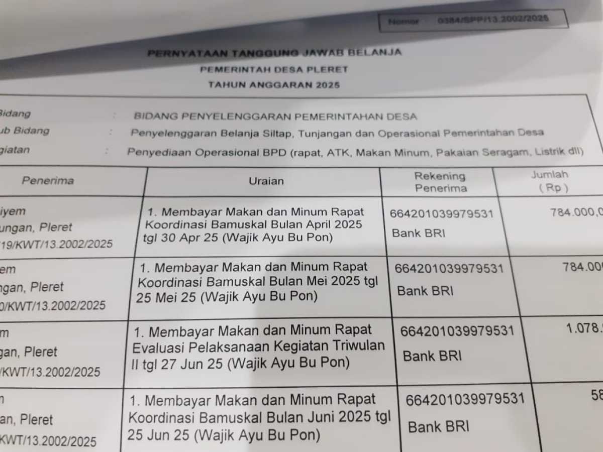 Verifikasi pengajuan SPP pada kegiatan Penyediaan Operasional BPD Verifikasi pengajuan SPP pada kegiatan Penyediaan Operasional BPD