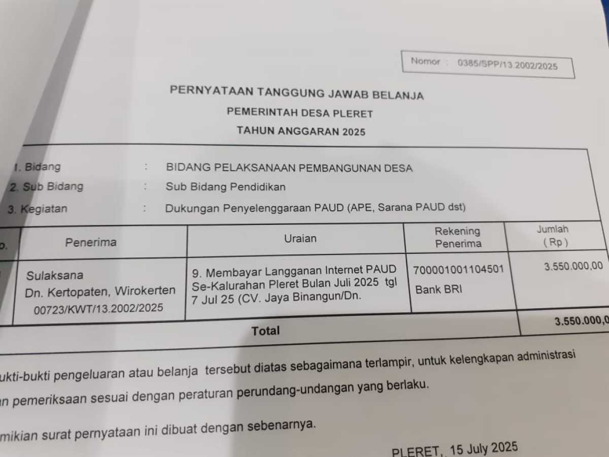 Verifikasi pengajuan SPP pada kegiatan Dukungan Penyelenggaraan PAUD Verifikasi pengajuan SPP pada kegiatan Dukungan Penyelenggaraan PAUD