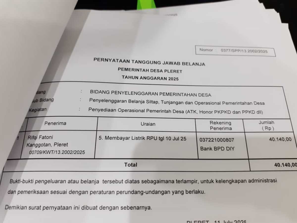 verifikasi pengajuan SPP pada kegiatan Penyediaan Operasional Pemerintah Desa verifikasi pengajuan SPP pada kegiatan Penyediaan Operasional Pemerintah Desa