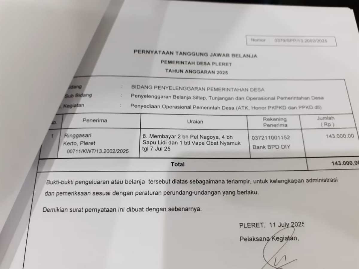 verifikasi pengajuan SPP pada kegiatan Penyediaan Operasional Pemerintah Desa verifikasi pengajuan SPP pada kegiatan Penyediaan Operasional Pemerintah Desa