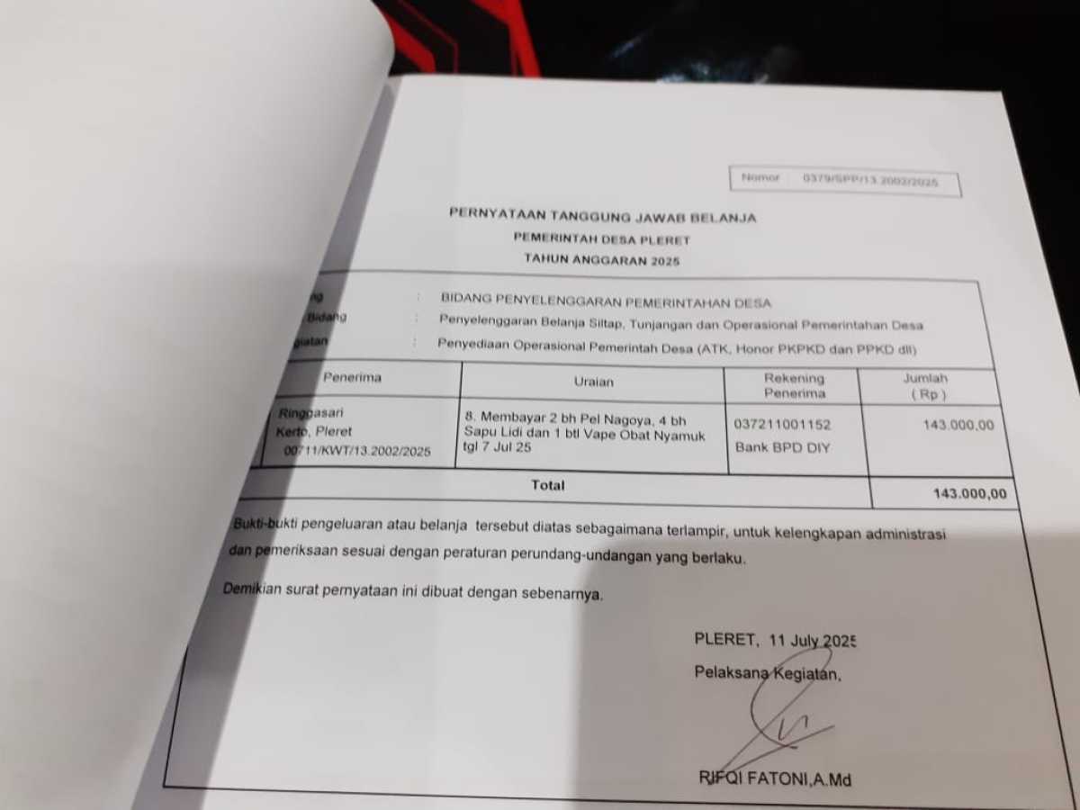 Verifikasi Pengajuan SPP untuk membayar Kegiatan Penyediaan Operasiona Desa Verifikasi Pengajuan SPP untuk membayar Kegiatan Penyediaan Operasiona Desa