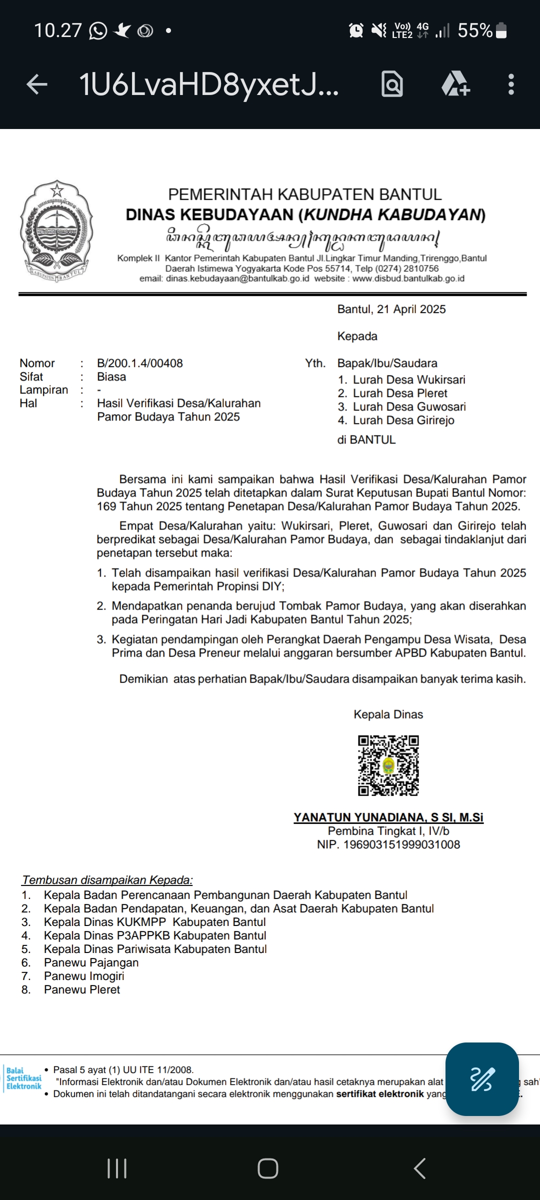 Hasil Verifikasi Desa/Kalurahan Pamor Budaya Tahun 2025 Hasil Verifikasi Desa/Kalurahan Pamor Budaya Tahun 2025
